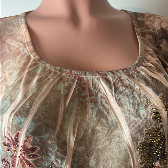 Chicos Women’s Top Shirt Tie Dye Embellished L3/4 Bell Sleeve Size 2(Large) - Picture 7 of 13